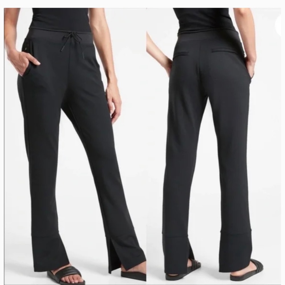 Athleta Women's Size Large Hermosa Pant Straight Leg Drawstring Black 599720